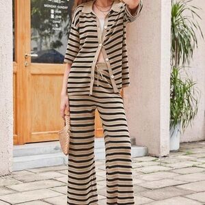 Two piece knit stripe matching set